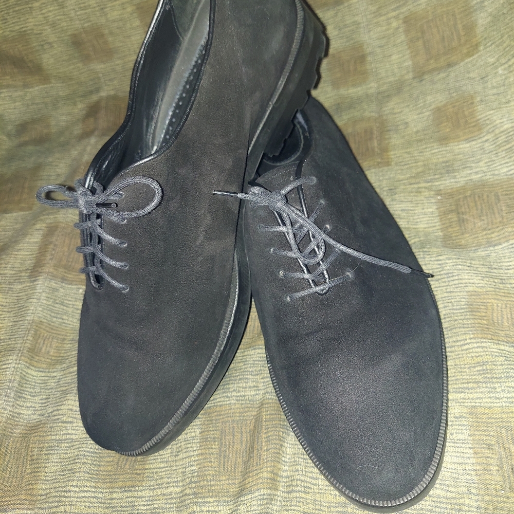 PARAGON Mens Black Suede Welted Shoe Sz 8.5 EEE w Comfort Sole NWOT